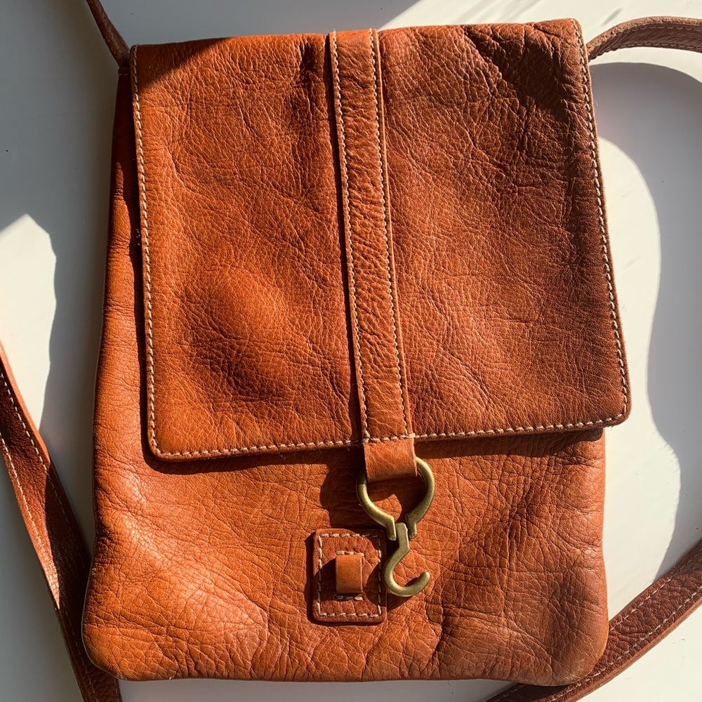Cinnamon colored leather bag by Ralph Lauren